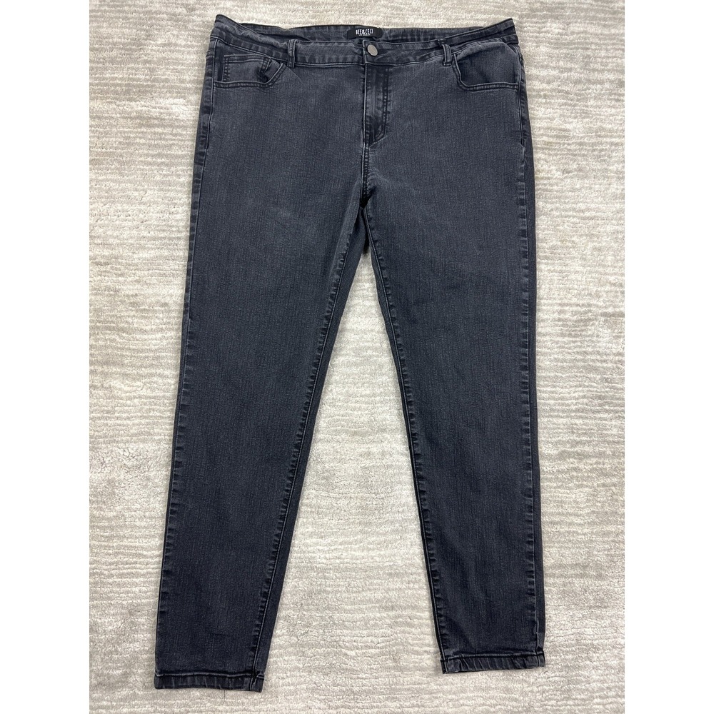 Bee & Ceci Black Tapered Jeans Womens 20 High‎ Rise Stretch Cotton Blend